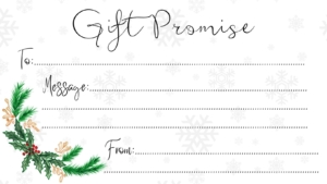 Gift Promise voucher template - Christmas foliage and snowflakes
