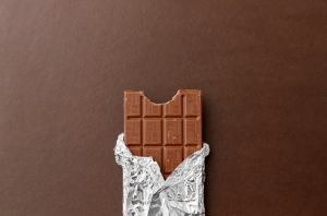 Chocolate in foil wrapper