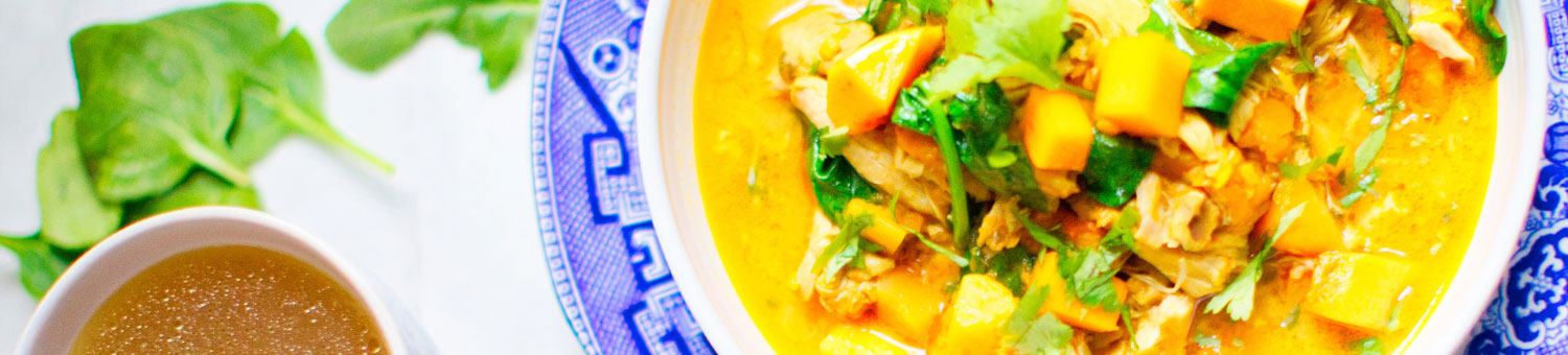 Coconut chicken and sweet potato soup